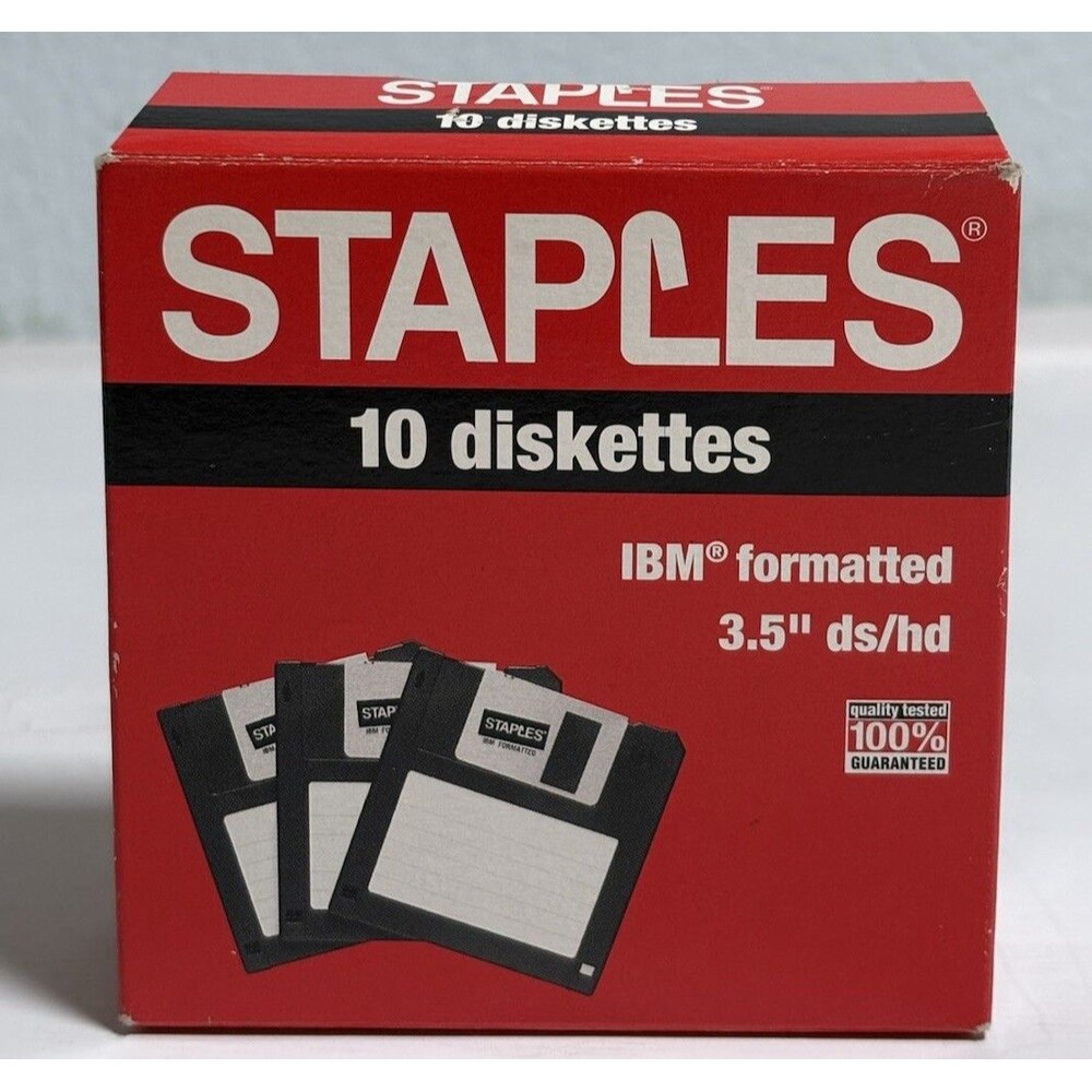 Brand New 3.5" Floppy Disks Pack of 10 Diskettes Formatted DS/HD Staples